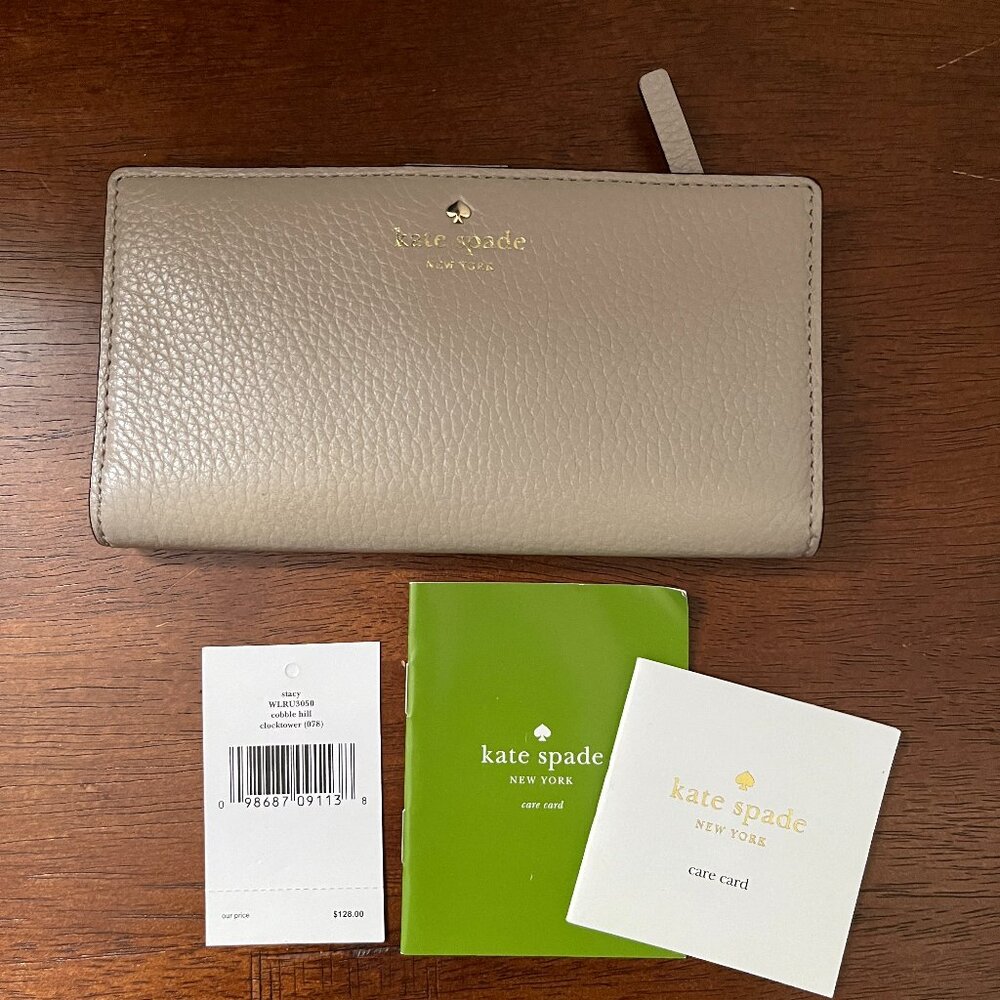 Kate Spade Tan Pebbled Leather Bifold Wallet